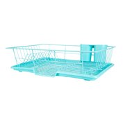 Home Basics 3 Piece Dish Drainer, Turquoise DD47451